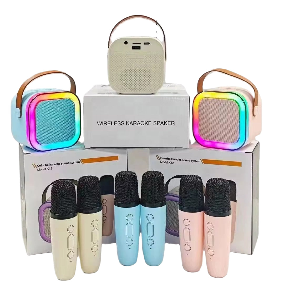 Mini Portable Bluetooth Karaoke Speaker – Wireless Microphones, RGB LED,  Rechargeable