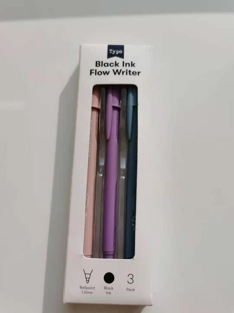Miniso 0.7mm Thin Barrel Ballpoint Pens 3 pcs(Pink & Purple & Blue Barrel,Blue Ink)
