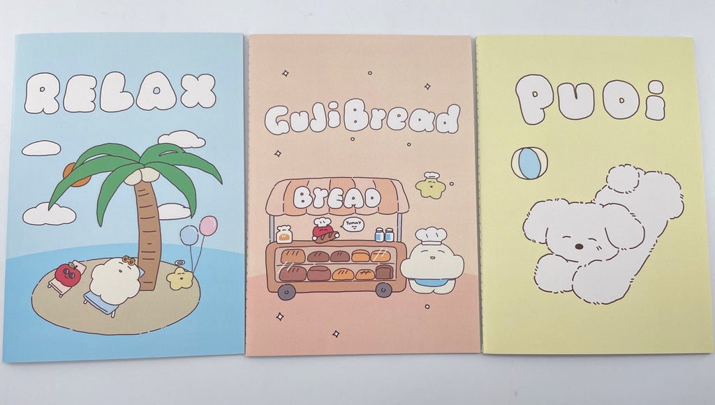 Miniso Guji Guji Bread Baking Series A5 Stitch-bound notebook (32 Sheets, 3 Pcs)