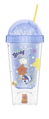 Miniso WE BABY BEARS Collection Double Wall Micro Landscape Tumbler with Straw (350mL)