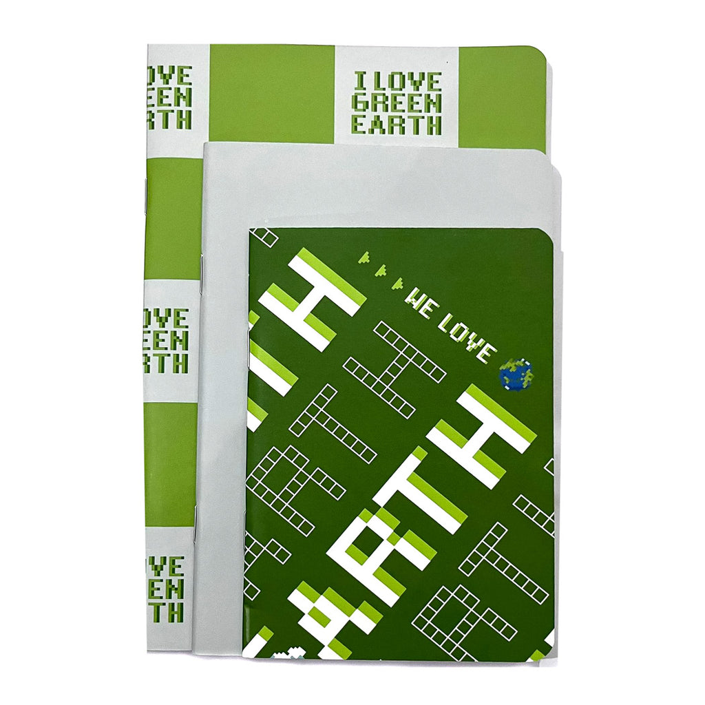 Miniso I Love Earth A5, B6, A6 Pack of 3(Green)