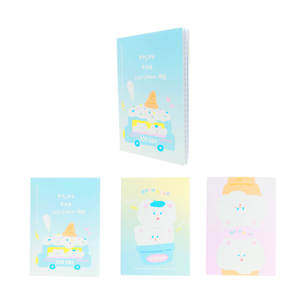 Miniso HoHo Bear Summer Sparkling Ice Series A5 Stitch-Bound notebook (28 Sheets, 3 pcs)
