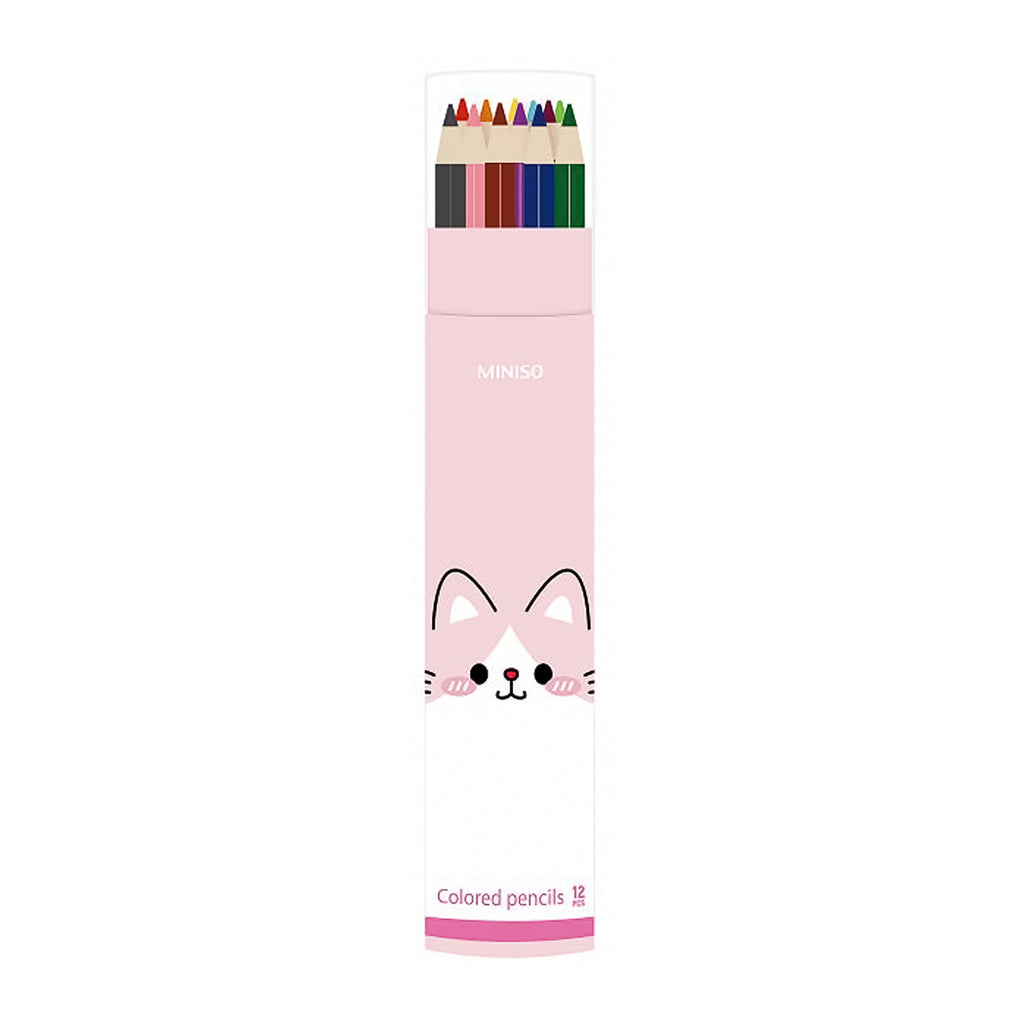 Miniso Animal Faces Collection 12-Piece Colored Pencil Set (Cat)