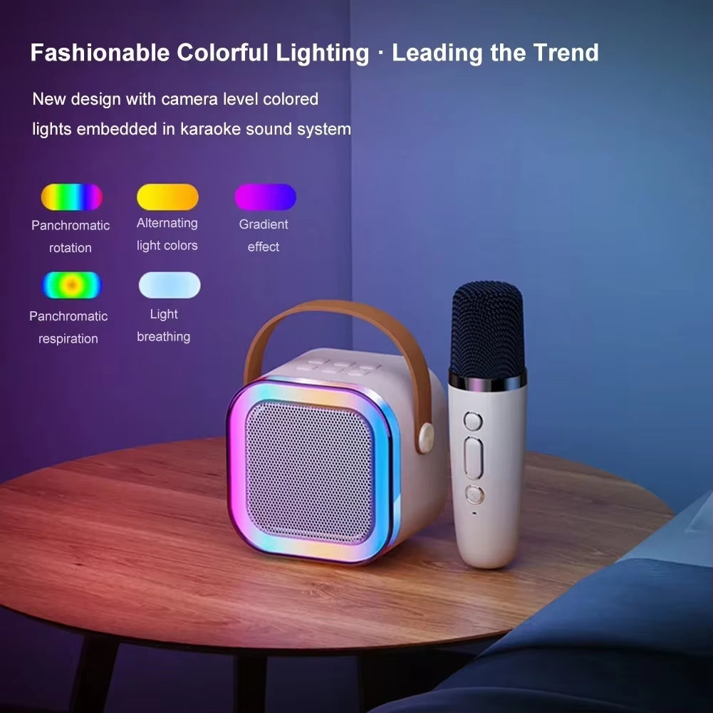 Mini Portable Bluetooth Karaoke Speaker – 2 Wireless Microphones, RGB ...